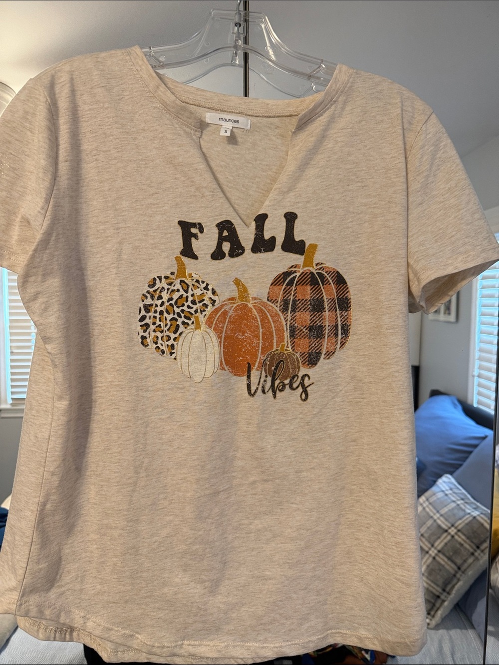 Maurices Neutral Beige Short-Sleeve 'Fall Vibes' Pumpkin Tee